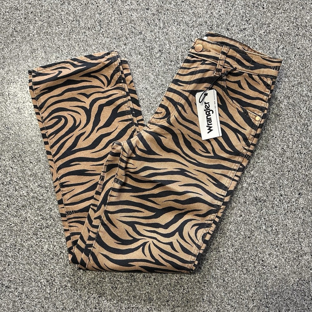 Wrangler Jeans Womens 27x28 Wild West 603 Straight High Rise Purr Tiger Print